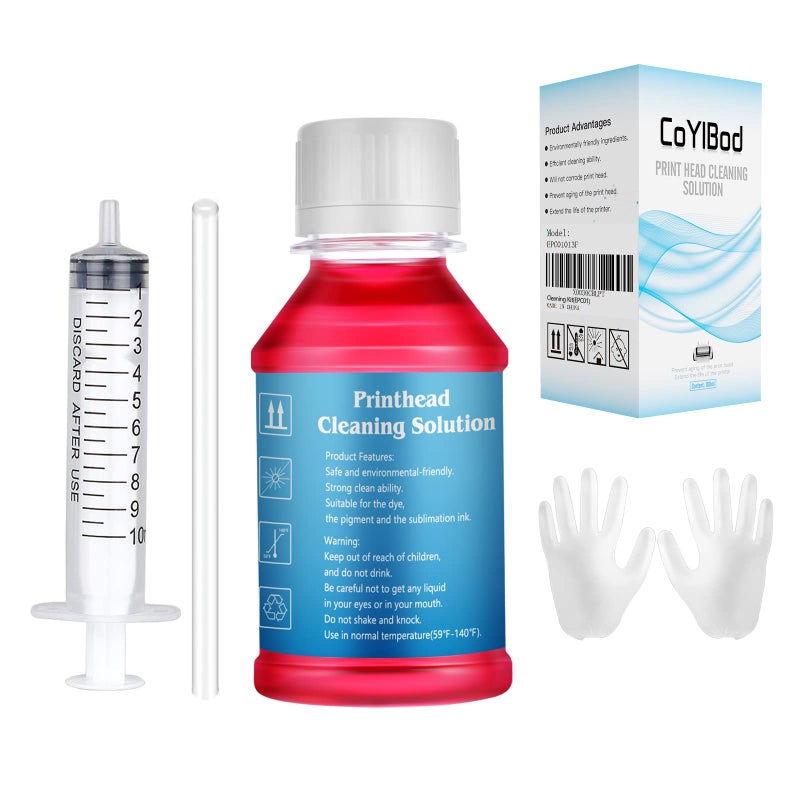CoYlBod Inkjet Printers Printhead Cleaning kit for Epson Workforce 325 323 320 845 840 645 635 633 630 545 435 60-3.4oz 100ml Nozzle Cleaner - Image 1